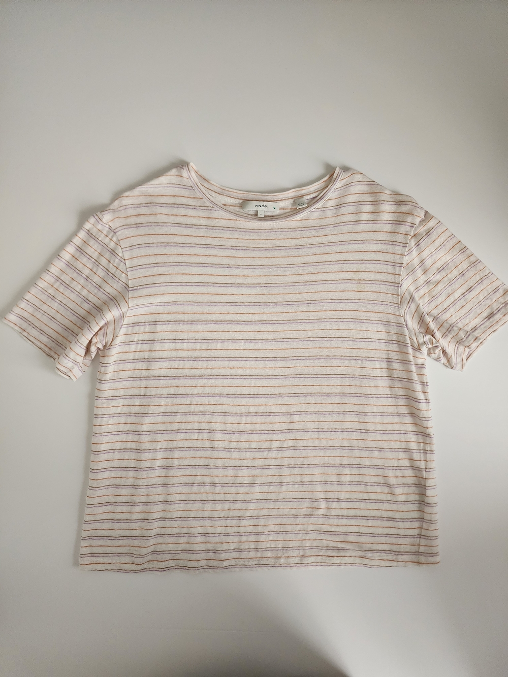 Vince Striped Linen Boyfriend Tee
